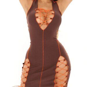 Stitched And Laced Mini Dress